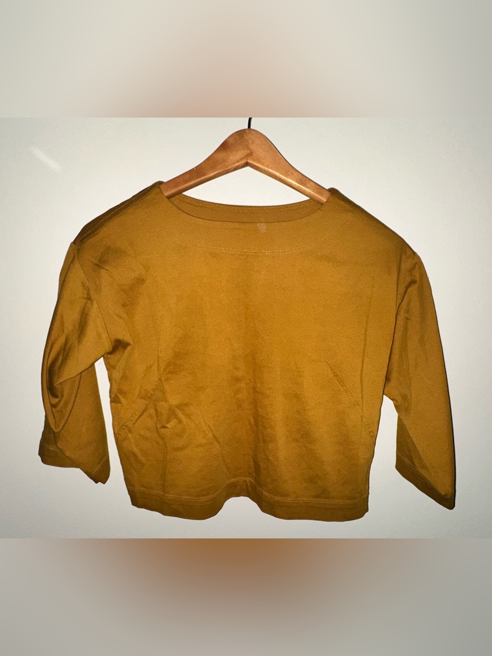 Everlane Cropped Half Sleeve Tee - Mustard Brown
